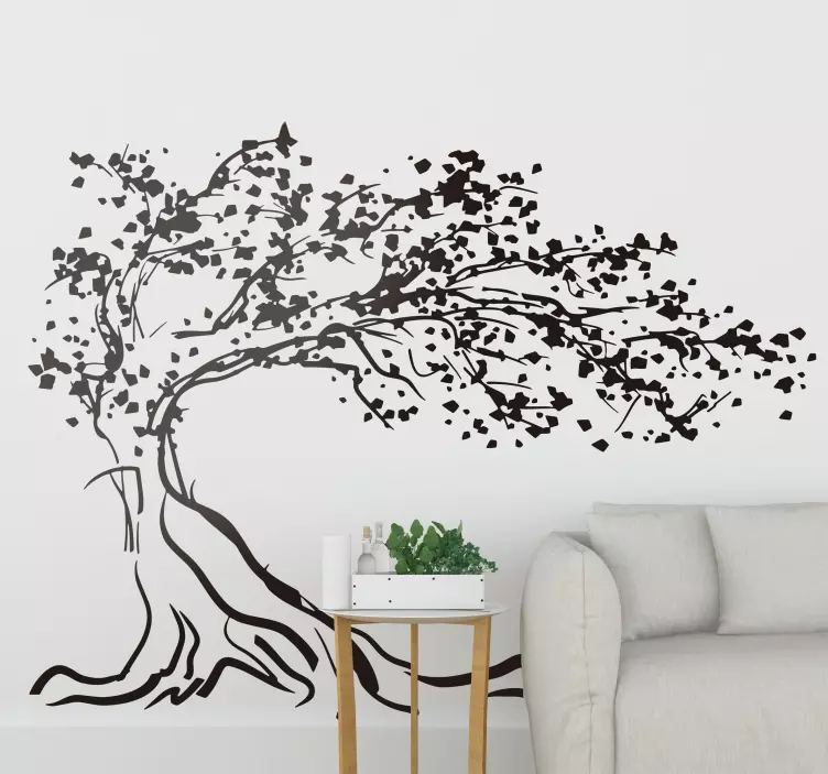 Sticker mural salon arbre style minimaliste - TenStickers