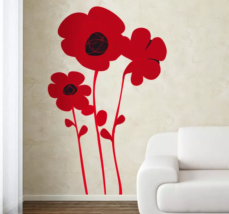 Sticker fleurs coquelicots asiatiques - TenStickers