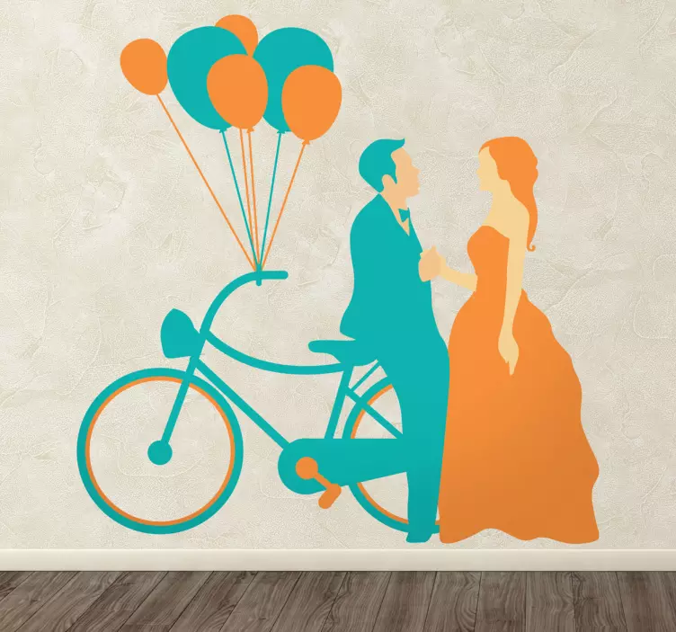 Sticker mariage couple sur vélo - TenStickers