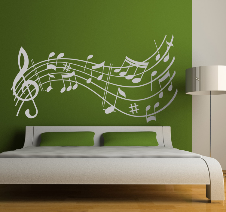 Sticker mural musique vague de notes musicales - TenStickers