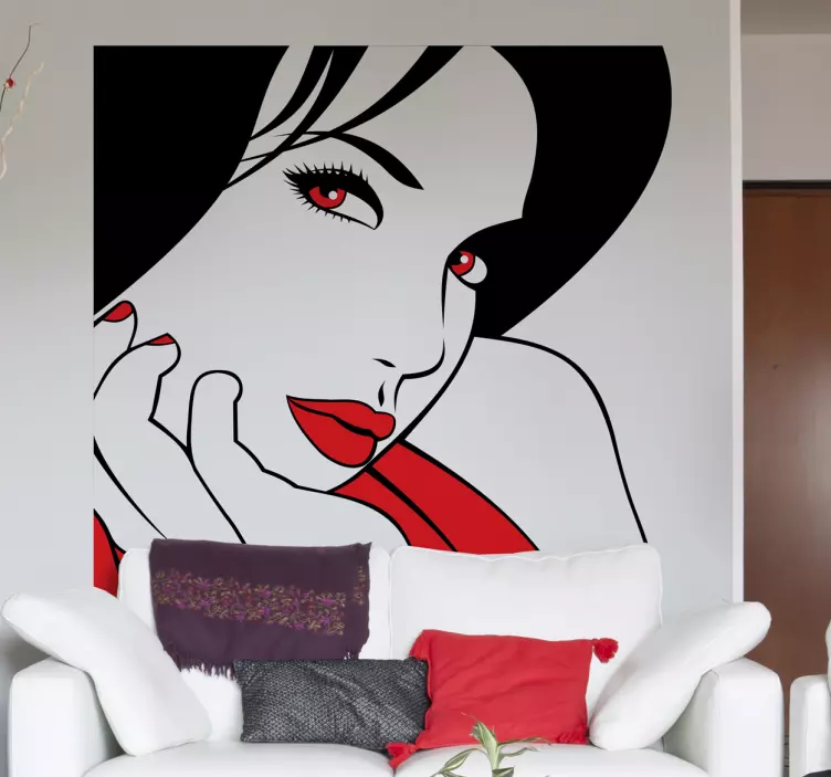 Autocollant mural femme rouge - TenStickers