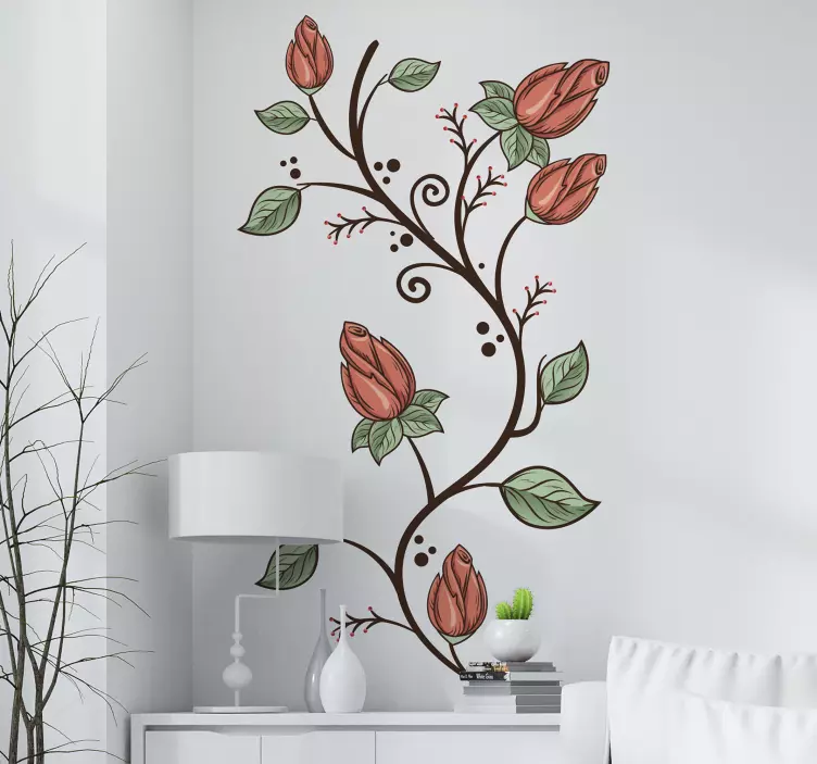 Autocollant mural fleurs fines - TenStickers