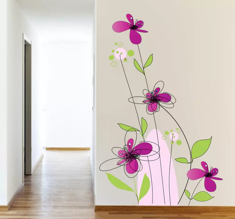 Sticker fleurs tons violettes - TenStickers
