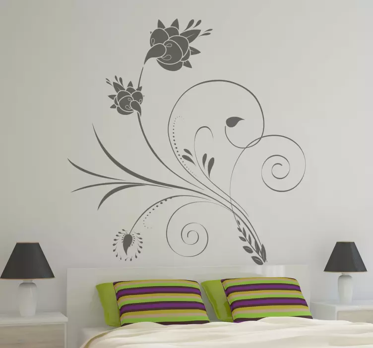 Sticker mural chambre motif minimaliste floral élégant - TenStickers