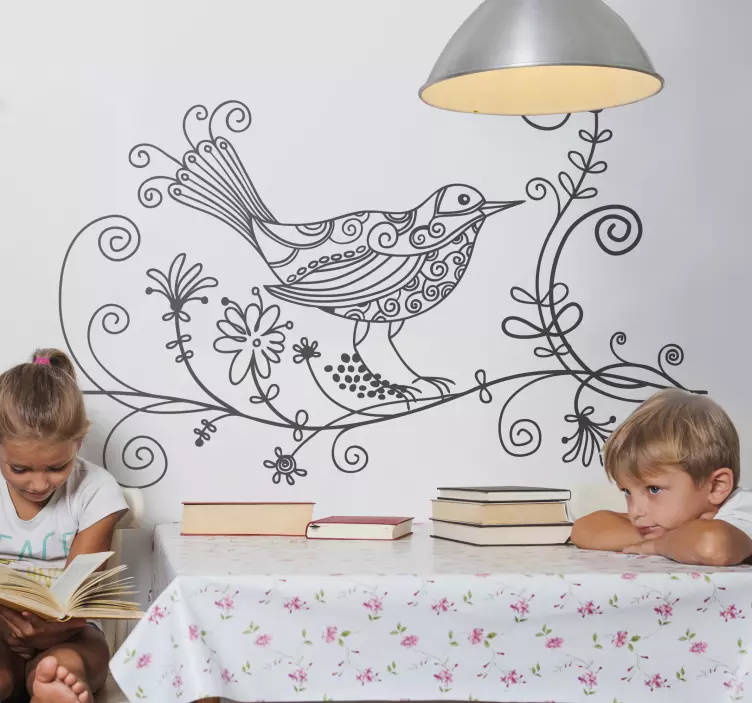 Autocollant mural floral rossignol - TenStickers