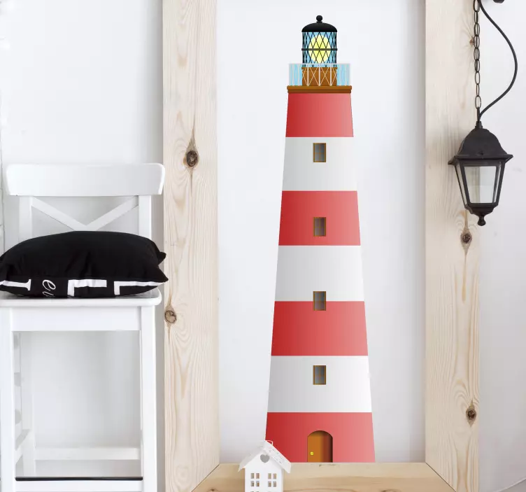 Autocollant mural phare rouge et blanc - TenStickers