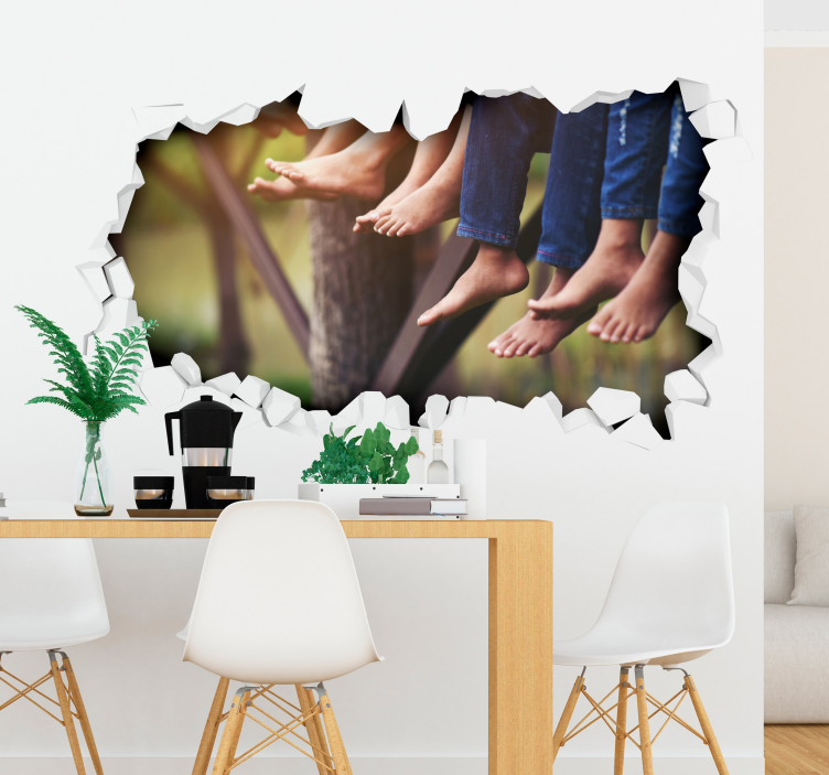 Sticker mural pour salon trompe l'œil photo personnalisable - TenStickers