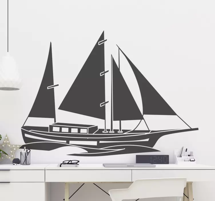 adhesif deco nautique bateau noir et blanc - TenStickers