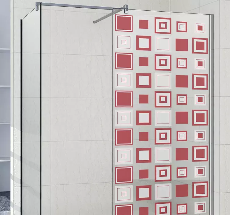 Sticker paroi de douche carrés rouges - TenStickers