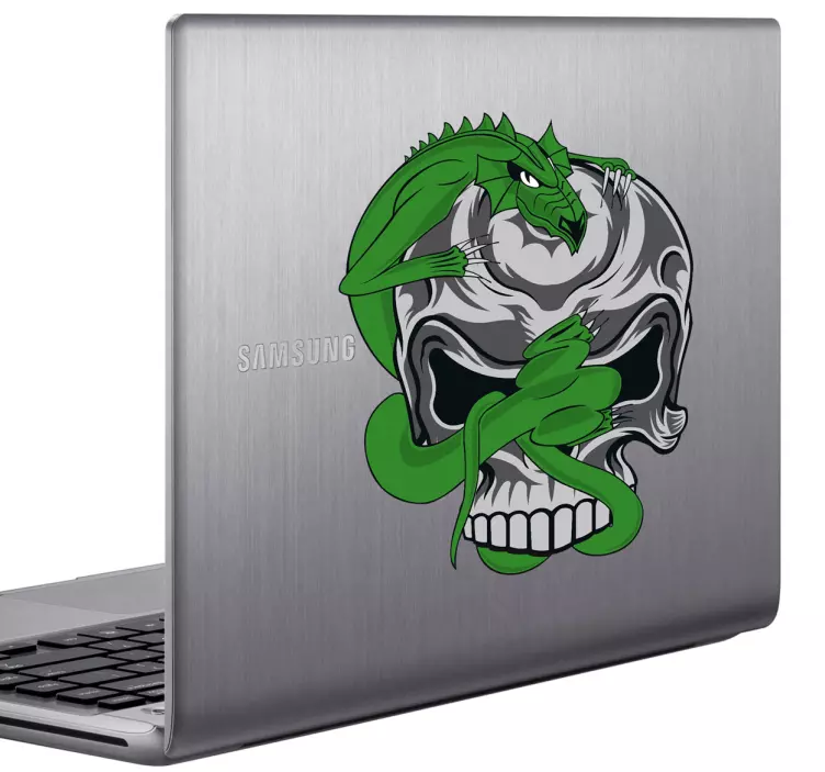 Autocollant pc portable dragon et crane - TenStickers
