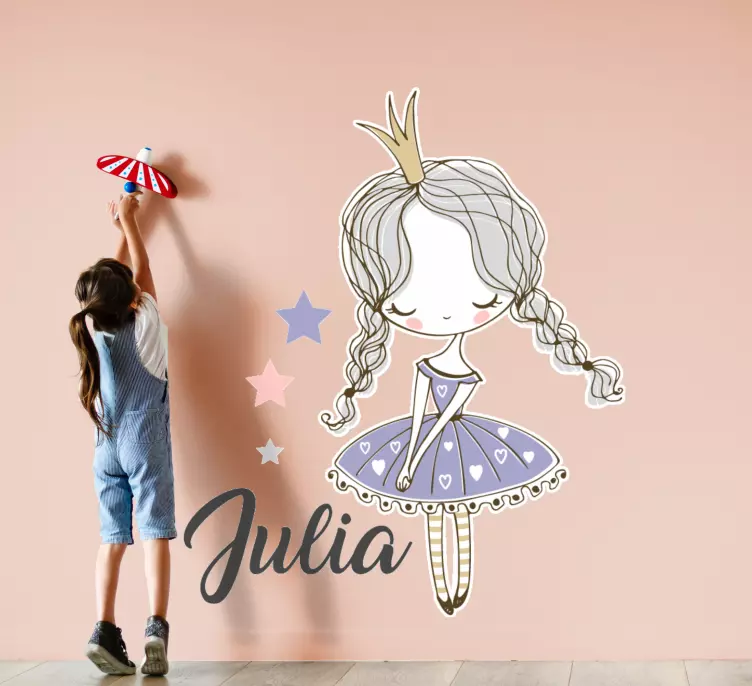 Sticker Personnalisé Princesse avec deux tresses - TenStickers