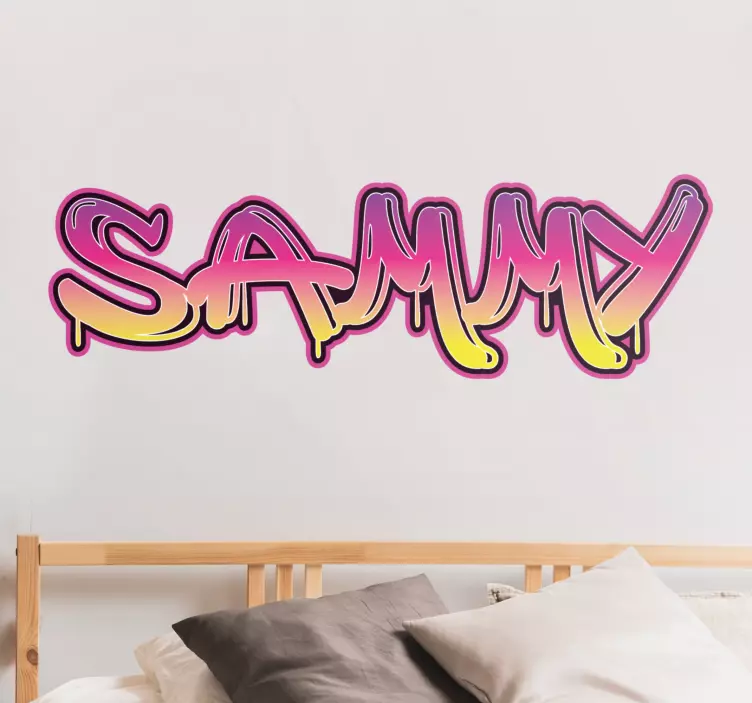 Sticker Personnalisé Texte de style graffiti rose et tellow - TenStickers