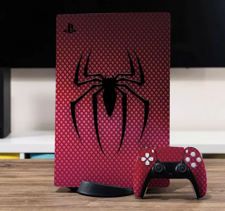 Sticker PS5 logo spiderman noir et rouge - TenStickers