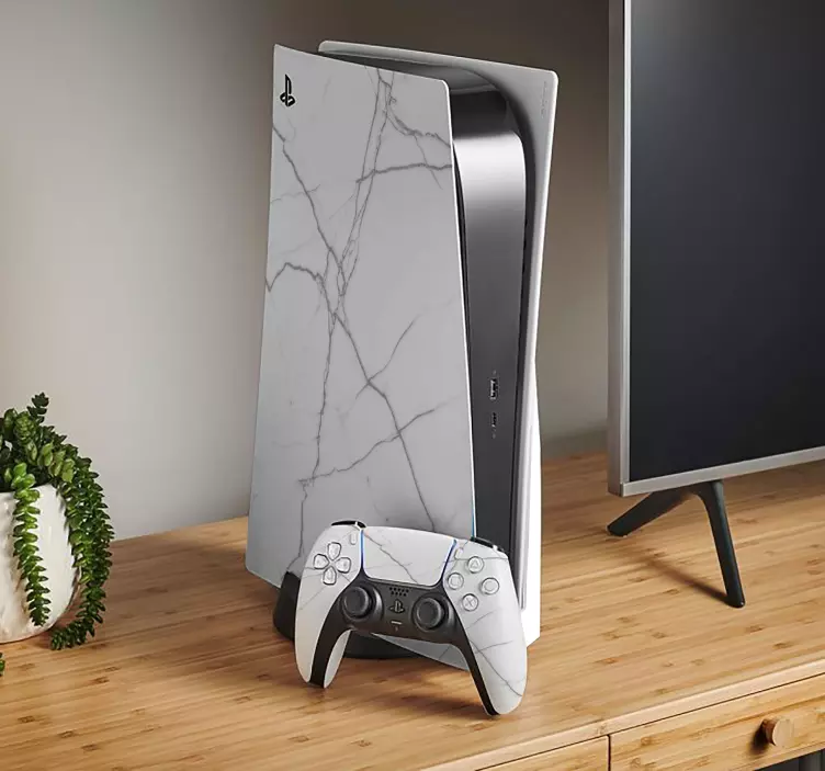 Sticker PS5 marbre blanc - TenStickers