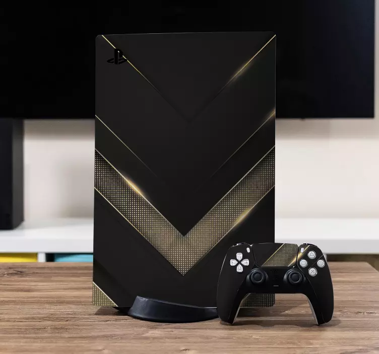 Sticker PS5 motif moderne flèche noir et doré - TenStickers