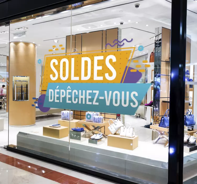 Sticker vitrines soldes dépêchez-vous - TenStickers