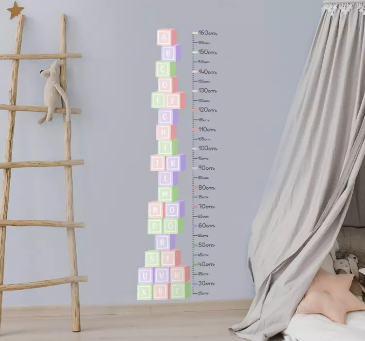 Sticker toise cubes de lettres - TenStickers