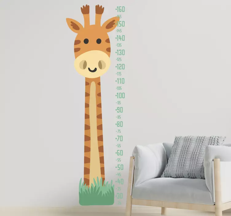 Sticker animaux toise girafe avec indicateur de croissance - TenStickers