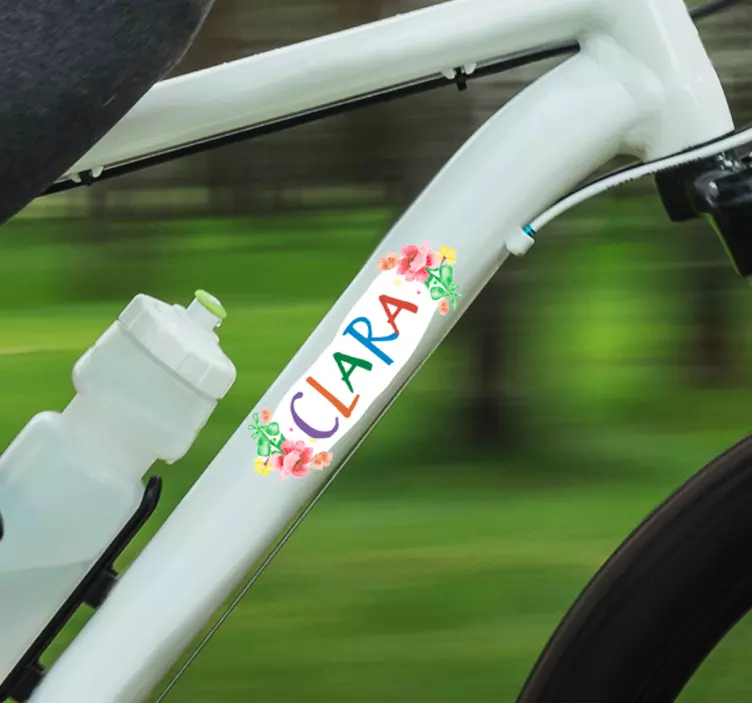 Sticker vélo fleurs prénom - TenStickers