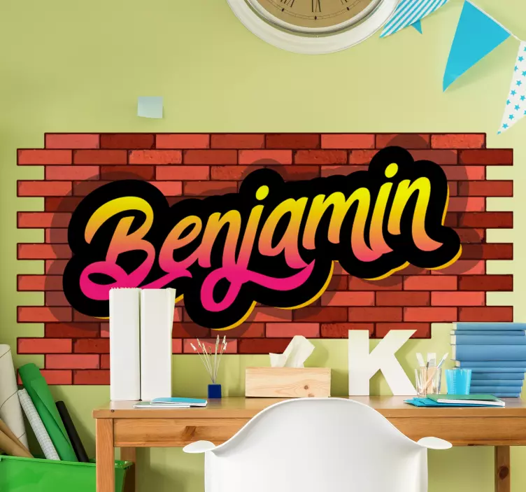 Stickers Mur de briques et graffiti avec nom - TenStickers