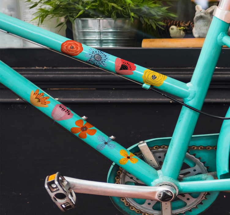 Sticker pour vélo fleurs multicolores - TenStickers