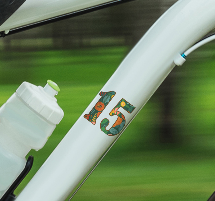 Autocollant vélo fleurs numéro personnalisable - TenStickers