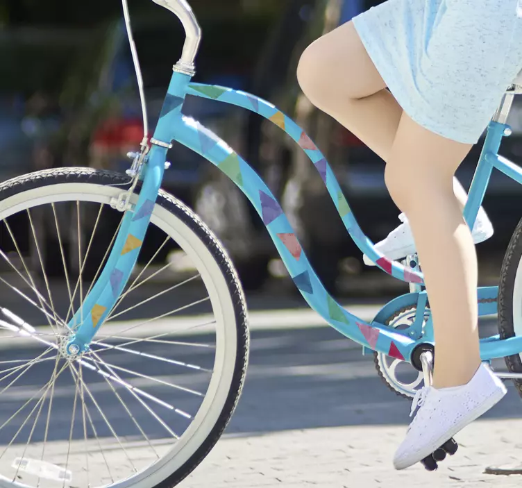 Sticker cadre vélo triangles de couleur - TenStickers