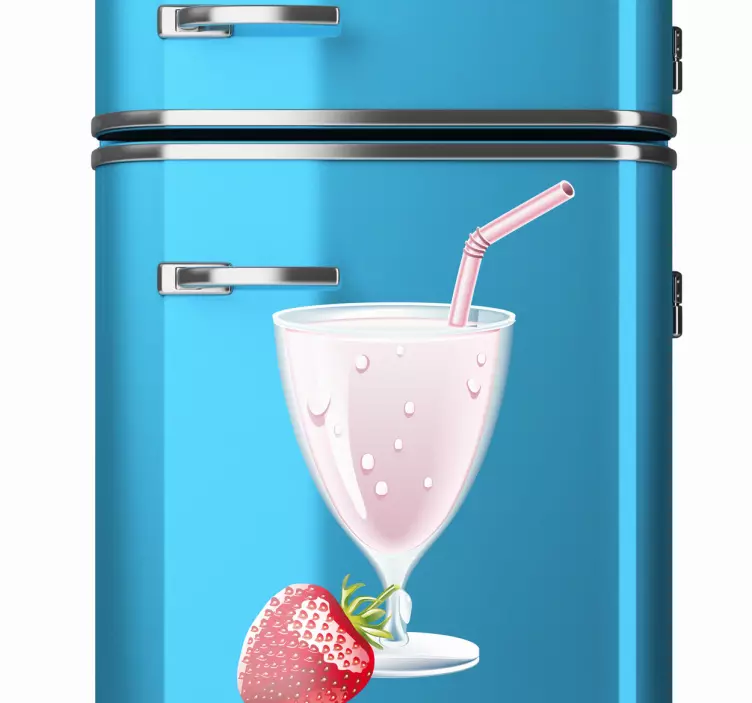 Sticker frigo verre smoothie fraise - TenStickers