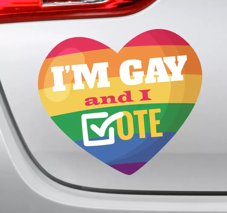 Sticker voiture original multicolore je suis gay je vote - TenStickers
