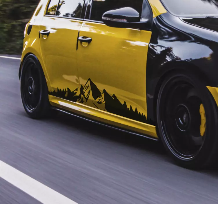 Autocollant voiture dessin montagnes - TenStickers