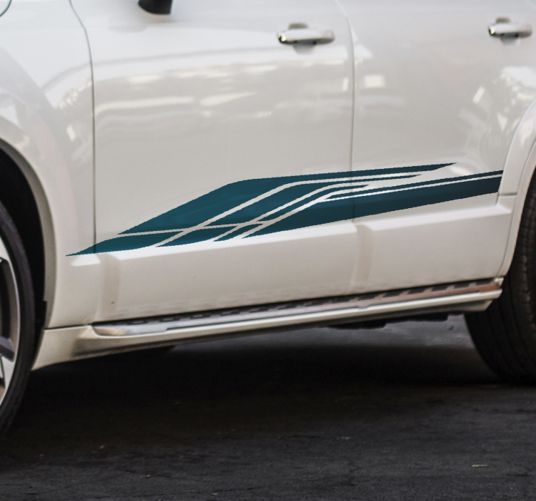 Adhésif voiture bandes de course bleues pétrole - TenStickers