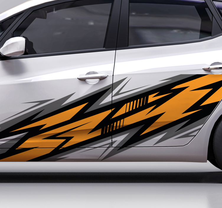 Sticker voiture design sport orange et noir - TenStickers