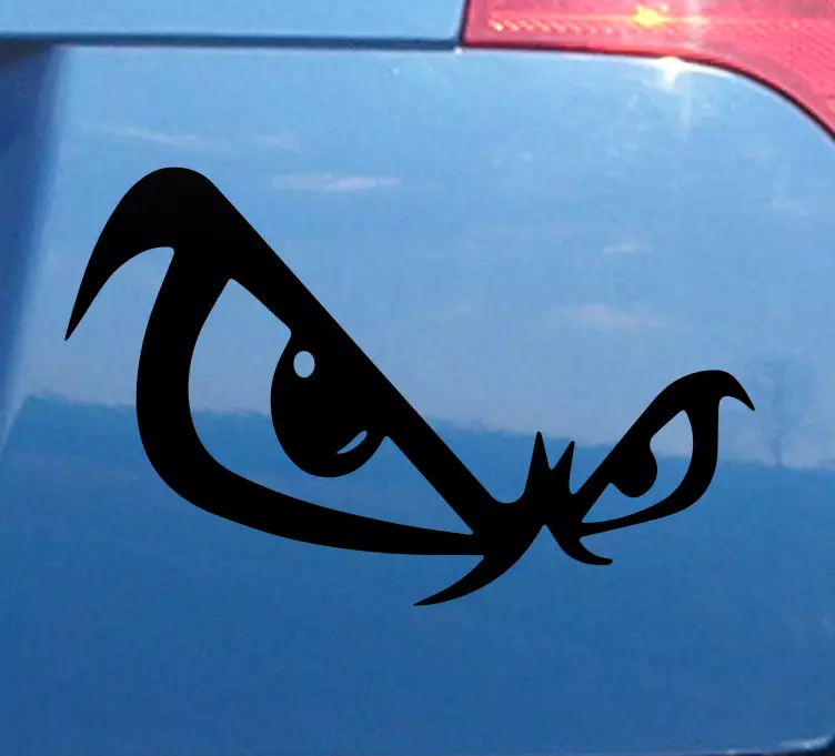 Sticker voiture original yeux effrayants monochromes - TenStickers