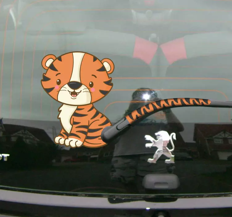 Sticker animal sauvage tigre bébé pour voiture - TenStickers