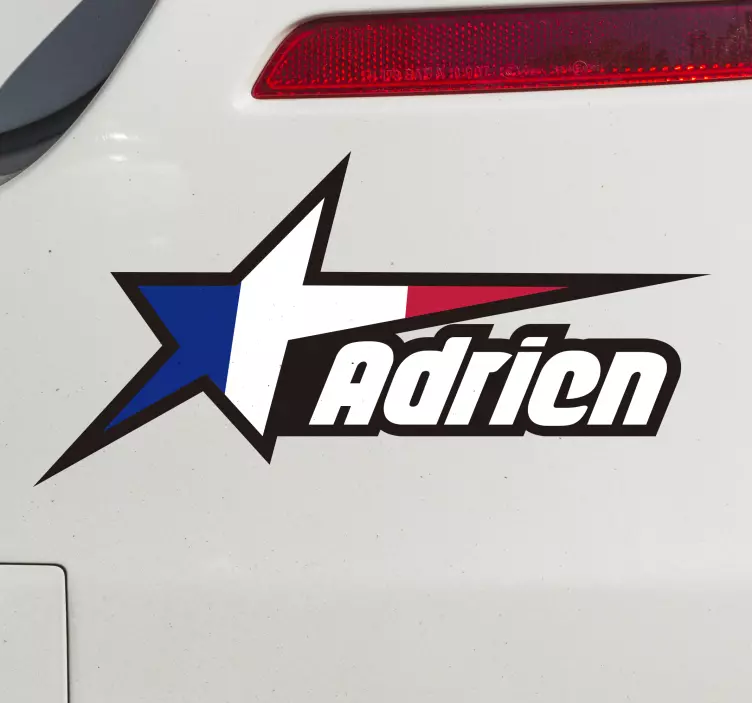 Sticker voiture personnalisé nom et drapeau France - TenStickers