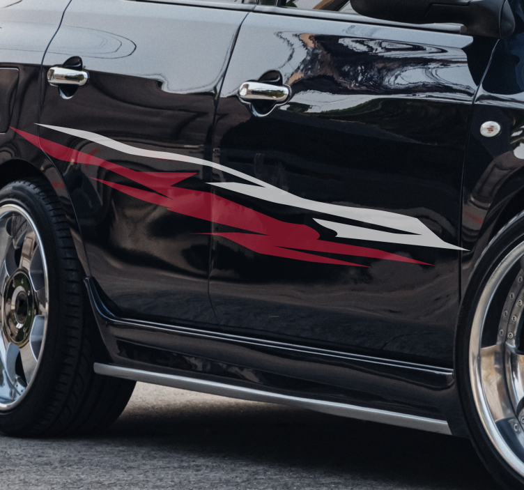 Adhésif voiture abstrait lignes rouges et blanches - TenStickers