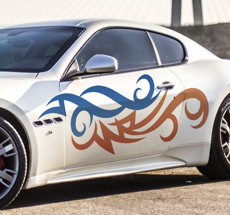 Adhésif voiture abstrait vagues colorées tribales - TenStickers
