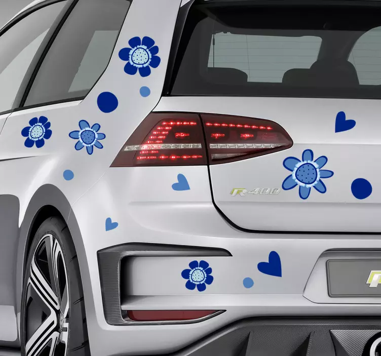 Sticker voiture fleurs bleues - TenStickers