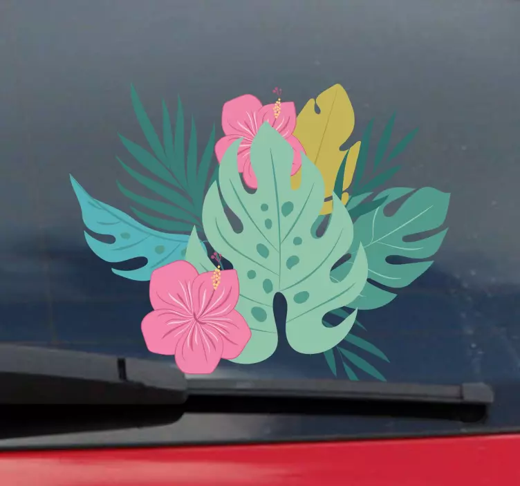 Sticker voiture fleurs hawaïennes - TenStickers