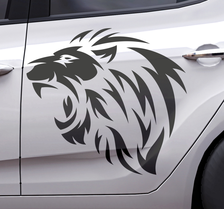 Autocollant voiture profil de lion tribal - TenStickers