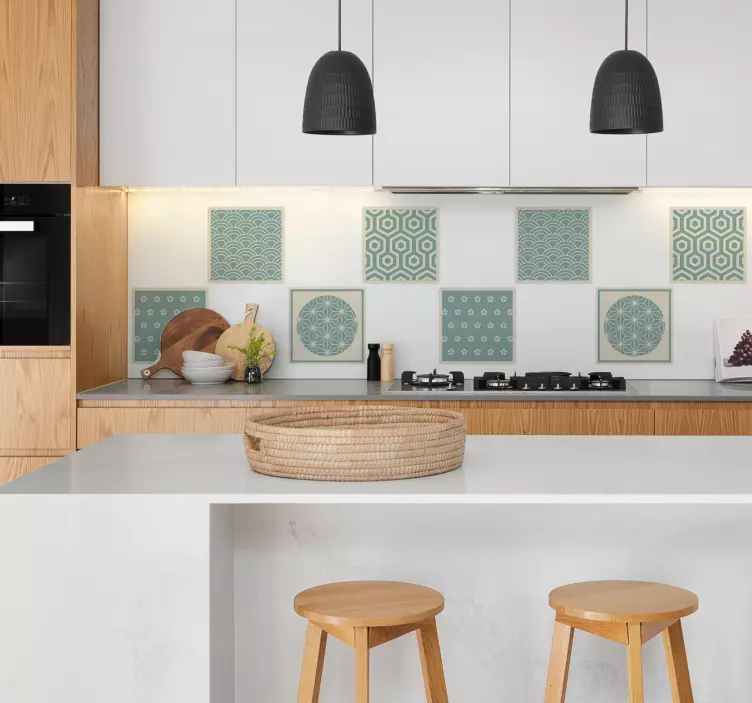 Carrelage adhésif japandi vert - TenStickers