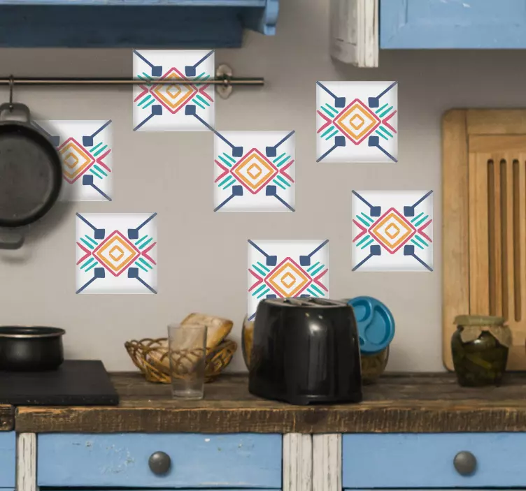 Carrelage adhésif motif géométrique coloré - TenStickers