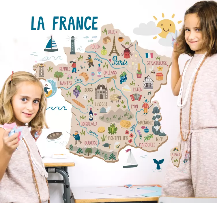 Carte gastronomie France Enfant - TenStickers