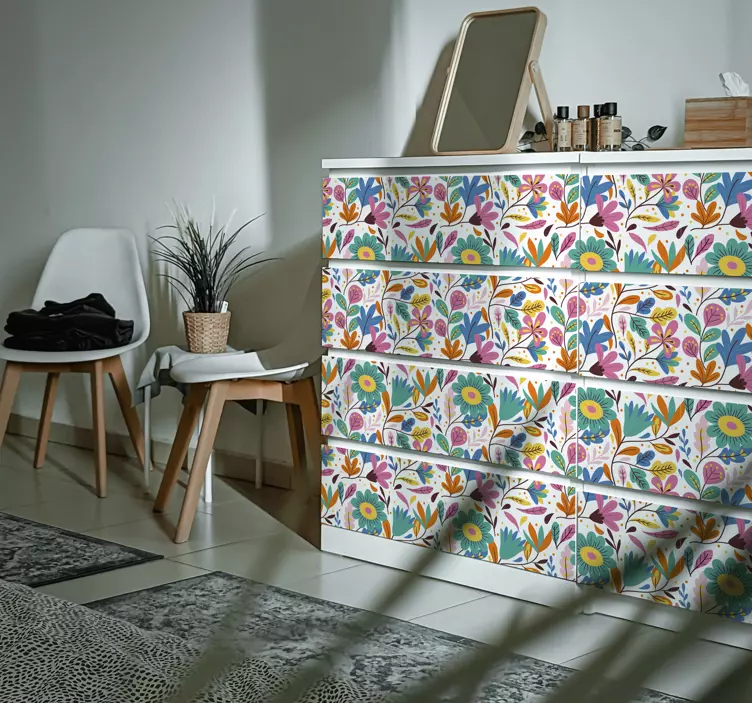 Sticker meuble de fleurs de printemps - TenStickers
