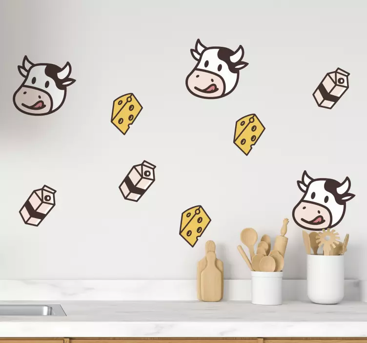 Dessins de décalcomanie alimentaire lait de vache et fromage - TenStickers
