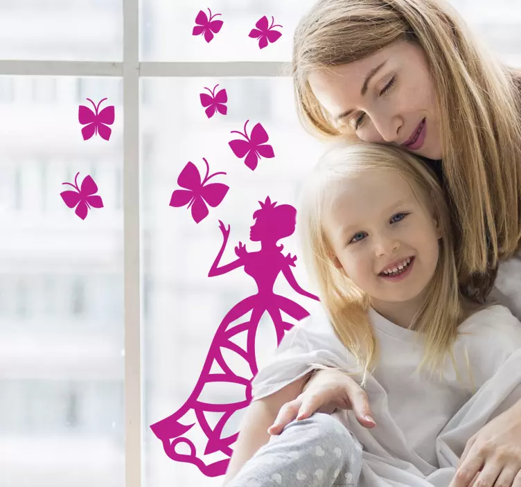 Sticker papillons monochrome et princesse - TenStickers