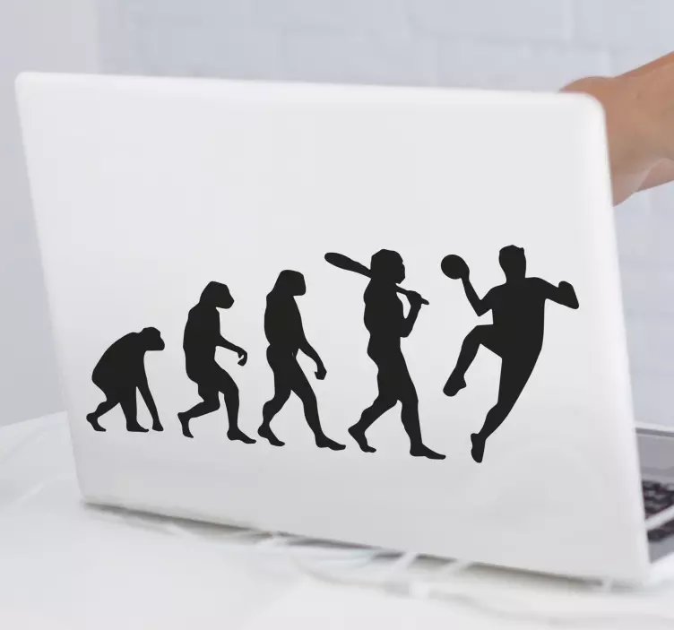 Sticker ordinateur portable évolution de l'homme handball - TenStickers