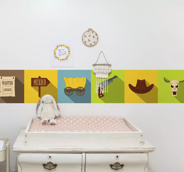 Frise autocollante éléments sur le thème du far west - TenStickers