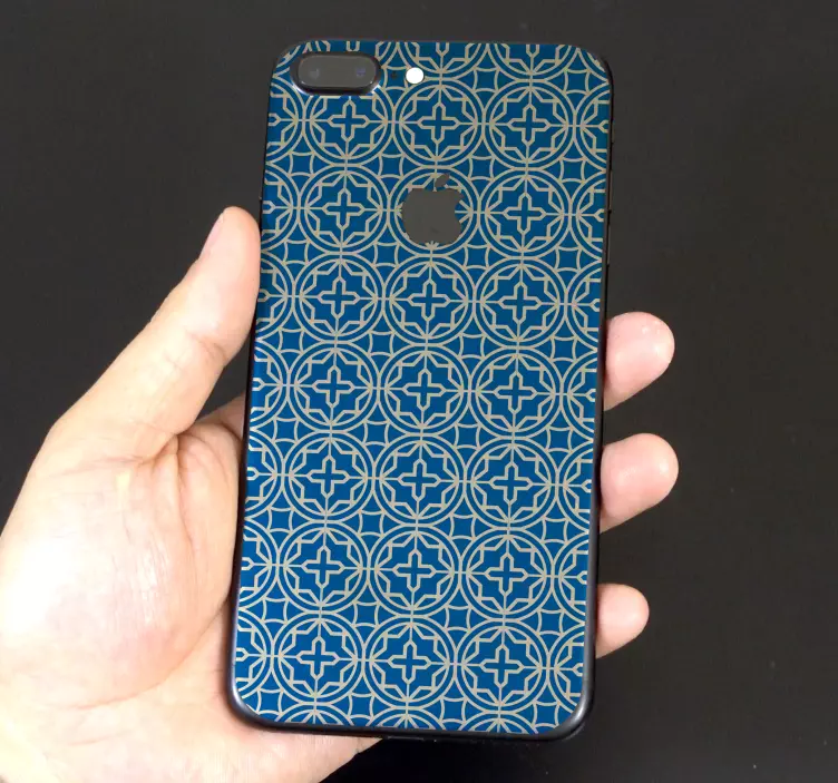 Autocollant iPhone motif carreaux bleus - TenStickers