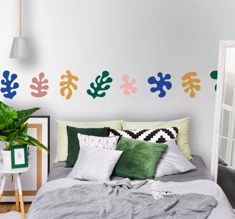 Frise autocollante feuilles abstraites colorées - TenStickers